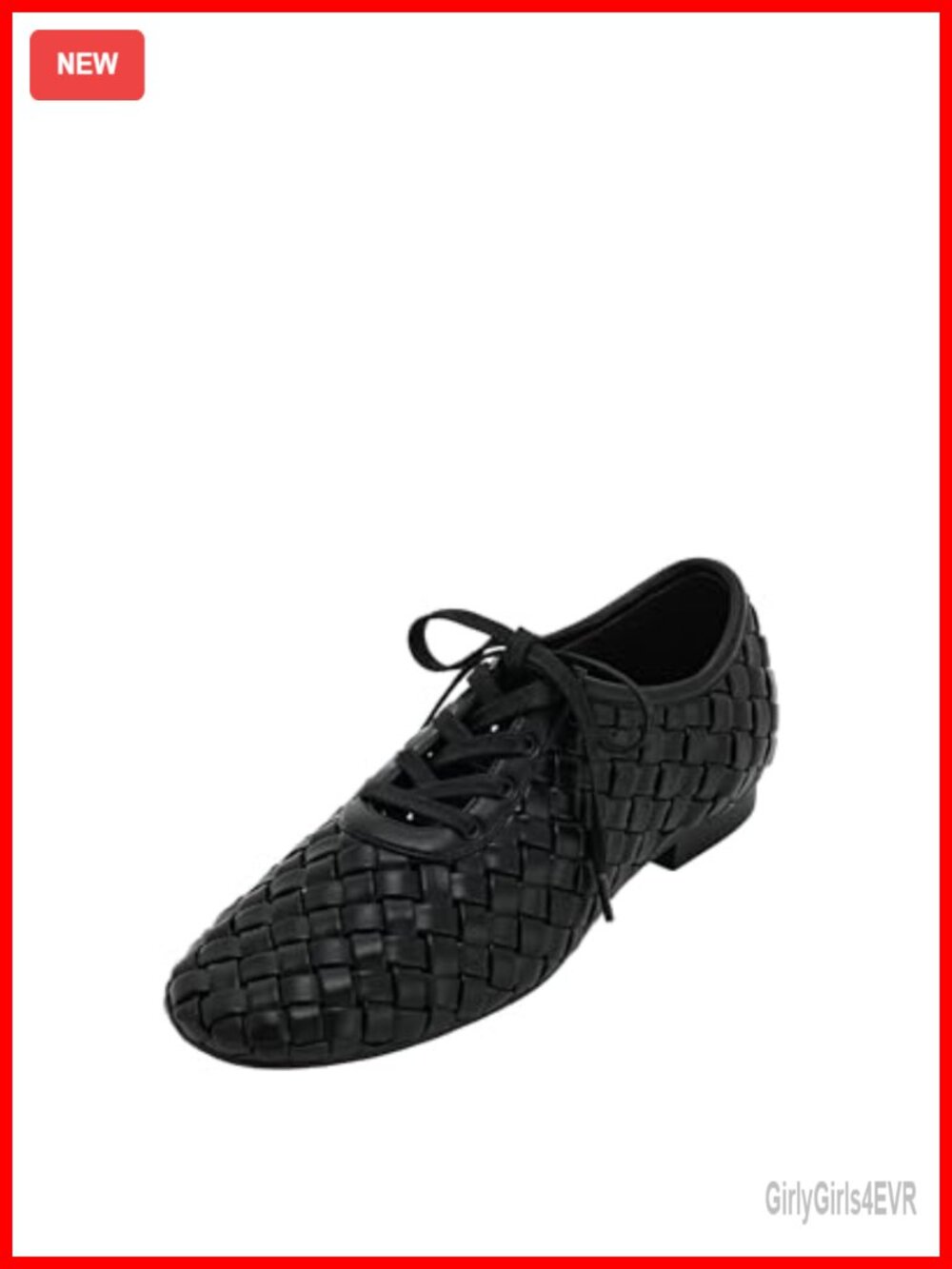 Vegan Leather Flat Lace-Up Shoes Weave Strap Casual Closed Toe